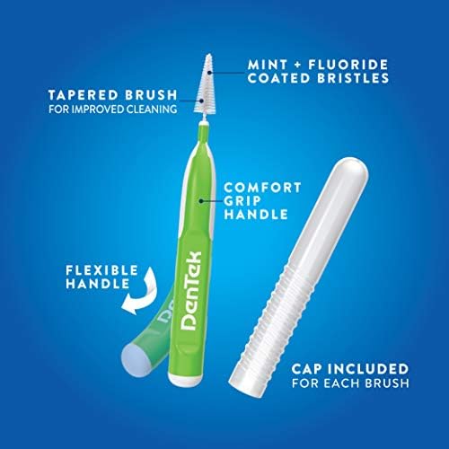 DenTek Easy Brush Interdental Cleaners, Brushes Between Teeth, Tight Teeth, Mint Flavor, 16 Count (Pack of 6)