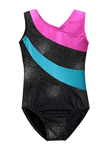 DAXIANG Leotards for Girls Gymnastics Toddler Dance Clothing Ballet Tutu Sparkles Black Blue Purple Colorful Ribbons