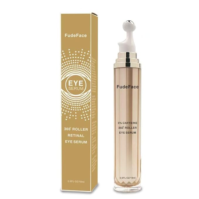 Retinol Eye Cream for Puffiness and Bags Under eyes Treatment Nicotinamide to Repair Fine Lines and Wrinkles Under the Eyes Dark Circles,360° Roller Massage Ball