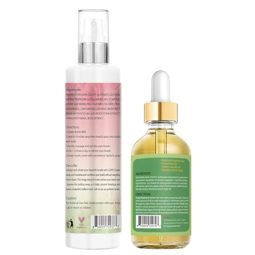 Braid Spray Rose Mint for Dreads Dreadlocks - Braids Locks Sprays Rose Water Braiding Spray for Locs Dull Shine & Lightweight - Loc Moisturizer for Box Braids Rosemary Oil for Hair Growth Hair Bonnet