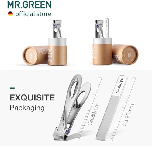 MR.GREEN Nail Clippers Wide Jaw Opening Stainless Steel Fingernail Clipper Thick Hard Toenail Cutter Manicure Scissors Tools (Nail Clipper (Large))