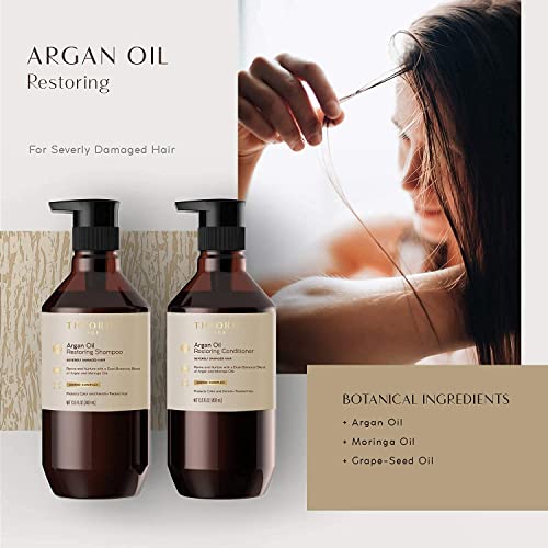 Theorie Argan Oil Restoring Shampoo - Rejuvenate & Moisturize - Sulfate Free - Suited for All Hair Types - Safe for Color & Keratin Treated Hair, Pump Bottle 800mL.
