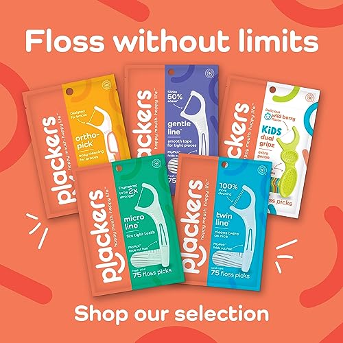 Plackers Kids Dental Floss Picks 75, Multicolor, Fruit Smoothie Swirl, Original Version, 300 Count (Pack of 4)