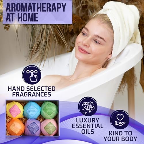 Bath Bombs Gift Set - Ultra Bubble XXL Fizzies (6 x 4.1 oz) with Natural Dead Sea Salt Cocoa and Shea Essential Oils, The Best Birthday Gift Idea for Her/Him, Wife, Girlfriend, Women, Kids