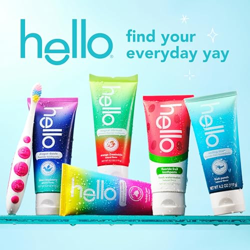 hello Unicorn Sparkle Kids Fluoride Toothpaste, Natural Bubble Gum Flavor, ADA Approved, Ages 2+, No Artificial Sweeteners, No SLS, Gluten Free, Vegan, Pack of 3, 4.2 oz Tubes