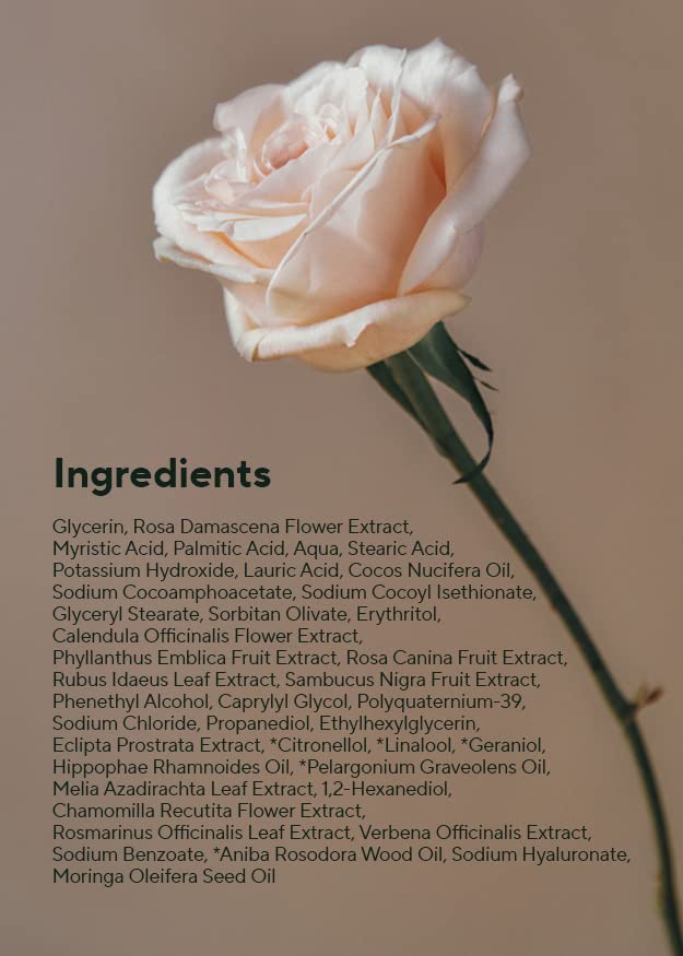 AROMATICA Reviving Rose Infusion Cream Cleanser 5.11oz /145g Double Cleanser, Hydrating Foaming cleanser for dry skin with Damask Rose Water and Rose Oil | Vegan, Cruelty Free