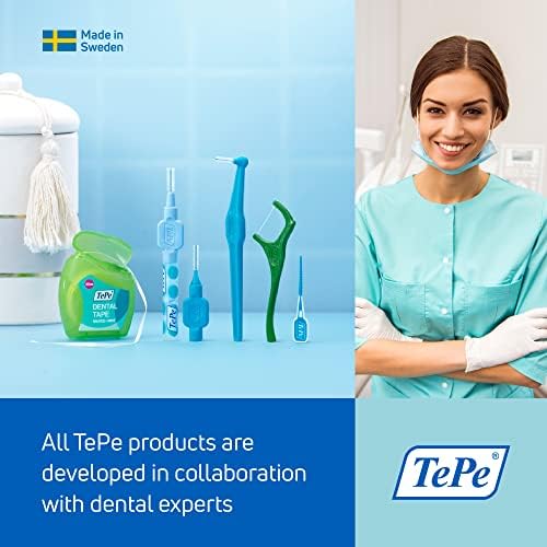 TePe Interdental Brush Angle, Angled Dental Brush for Teeth Cleaning, Pack of 25, 0.5 mm, Extra-Small/Small Gaps, Red, Size 2