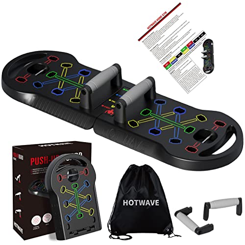 HOTWAVE Push Up Board Fitness,Foldable 20 in 1 Push Up Bar at Home Gym,Pushups Handles for Floor,Portable Workout Equipment