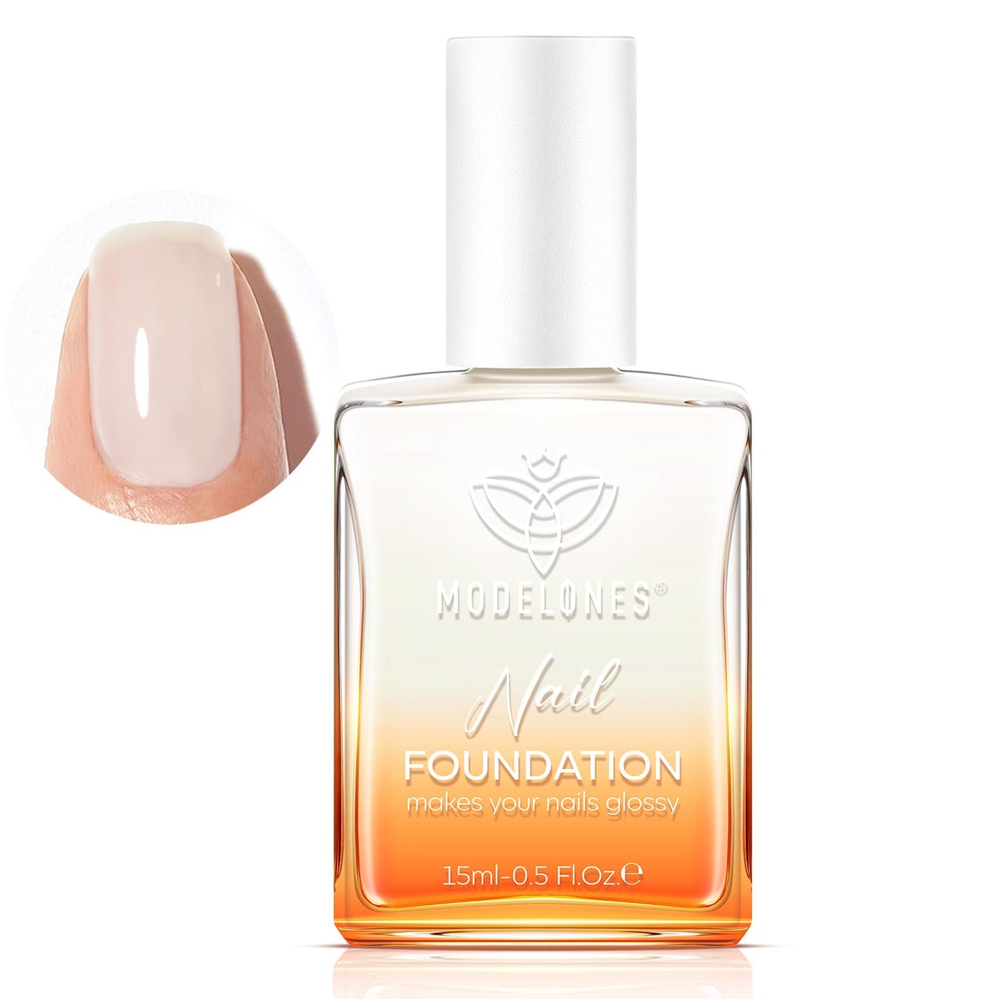modelones Nail Strengthener, Milky White Nail Natural Concealer Foundation Polish Air Dry Nail Growth Polish for Damaged Nails Imperfection Masking Gifts for Women 15ml
