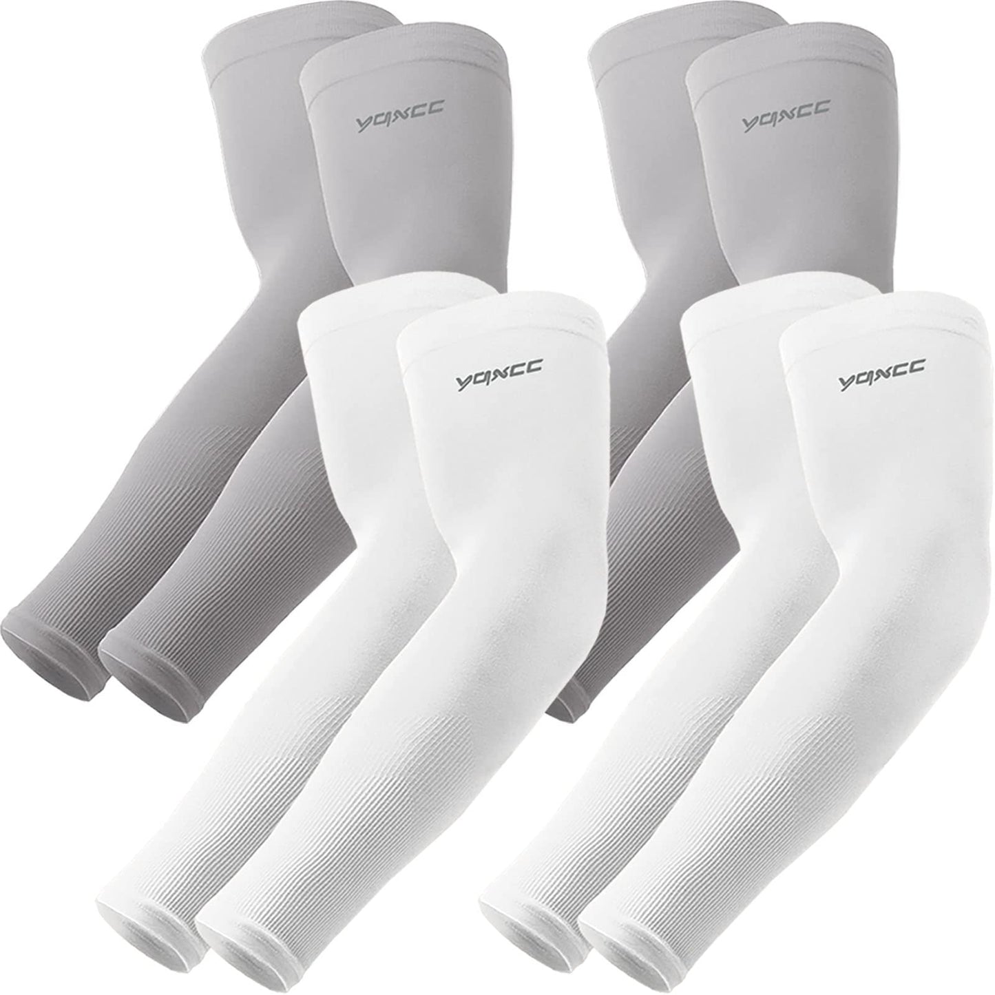 YQXCC 4 Pairs Arm Sleeves, Cooling UV Sun Protection Sports Compression Sleeves for Men Women, Golf Basketball Arm Sleeves