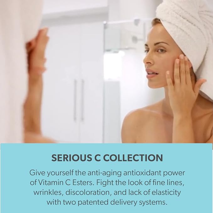 Serious Skincare - Vitamin C Day & Night Skin Care Set - Brightening Face Serum, Daytime SPF Moisturizer, Restore Night Cream, Face Wash - C3 C Esters for Hydrating, Fine Lines and Wrinkles (4Pack)