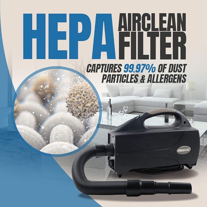 Oreck Compact Canister Vacuum Cleaner, Portable Handheld Vacuum for Carpet and Hard Floors, Lightweight, Powerful Suction with Versatile Tools, Corded Canister Vacuum Cleaners for Home Use