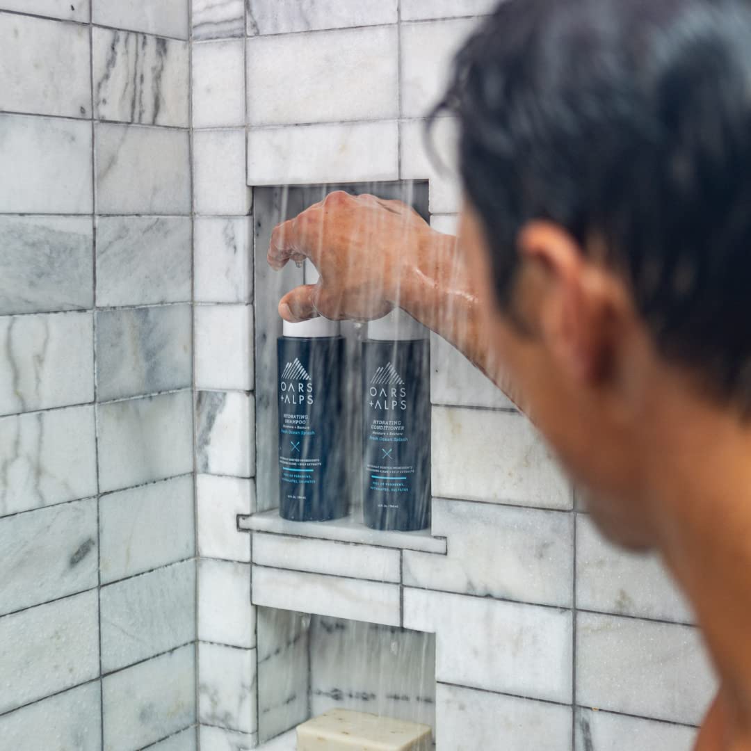Oars + Alps Men's Sulfate Free Hydrating Shampoo, Infused with Kelp & Algae Extracts, Moisturizing Formula, Fresh Ocean Splash Scent, 1 Pack, 13.5 Fl Oz
