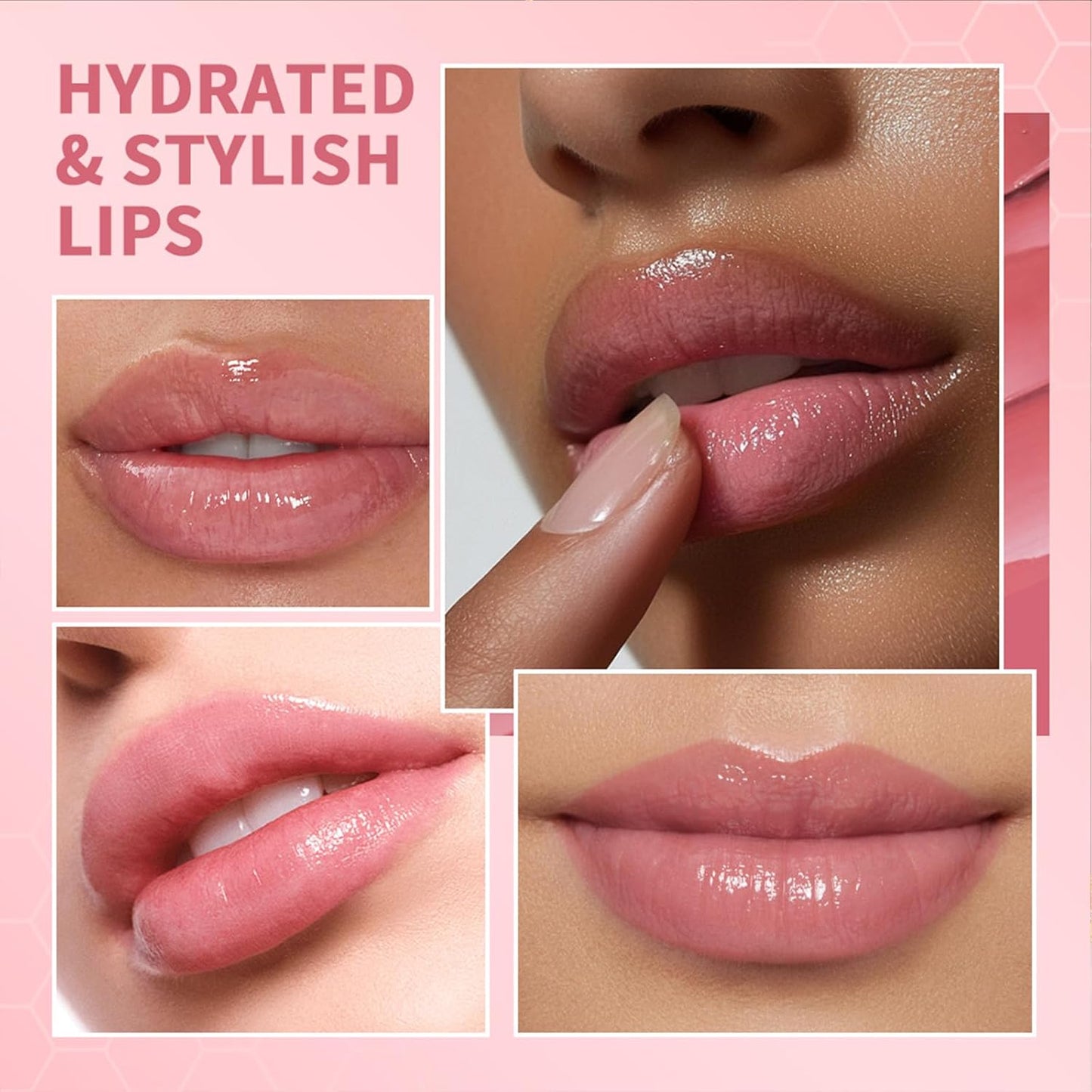 Black Honey Lip Balm, Lip Tinted, Moisturizing Lip Care for Soft Smooth Lips, Long Lasting Hydration, Natural Ingredients Nourishing Formula for Dry Lips (2PCS Pink Honey, Large)