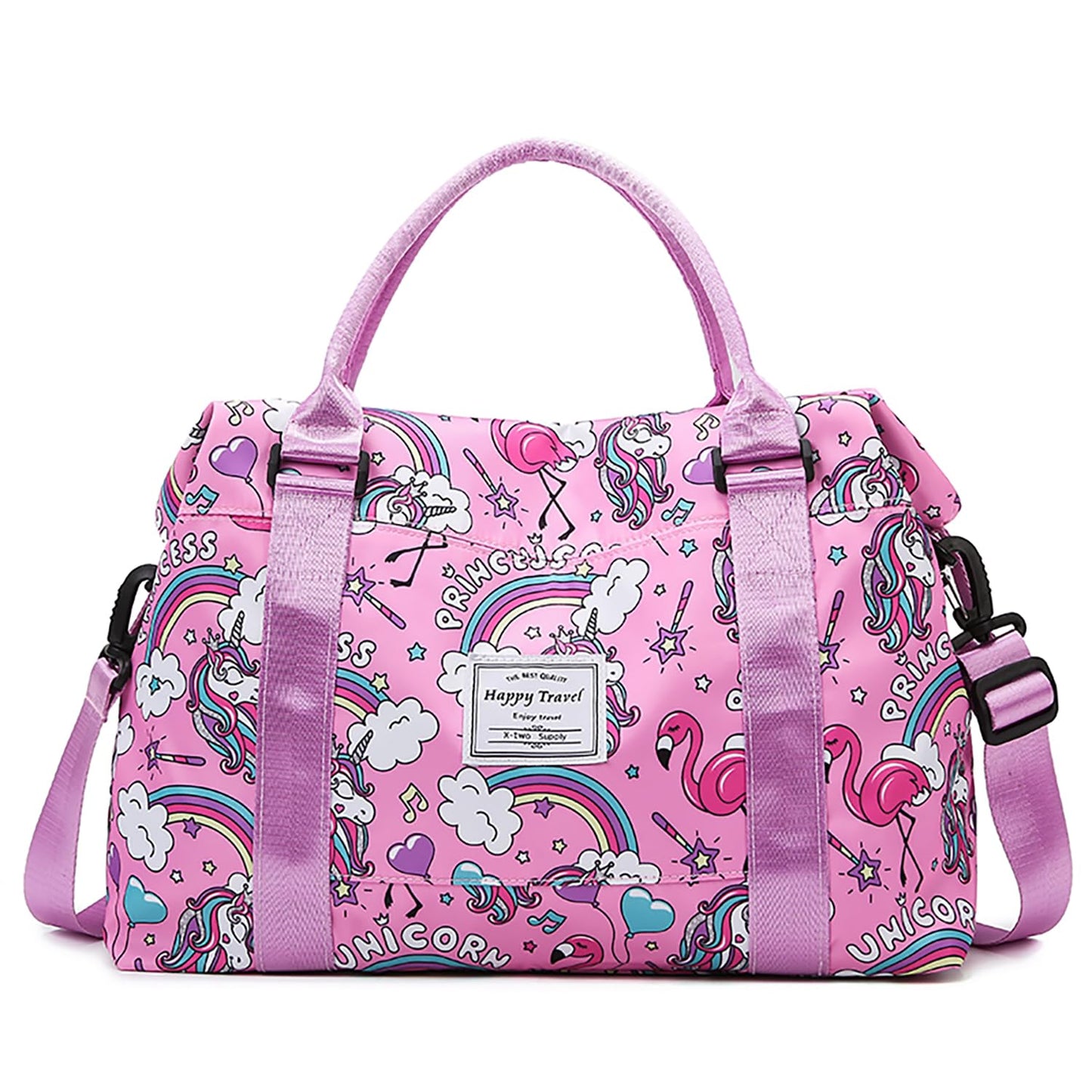 Travel Duffle Bag Weekender Overnight Bag Gym Tote Bag with Dry and Wet Separated Pocket for Women Girls Shoulder Bag Workout Duffel Bag Water Resistant (rainbow unicorn)