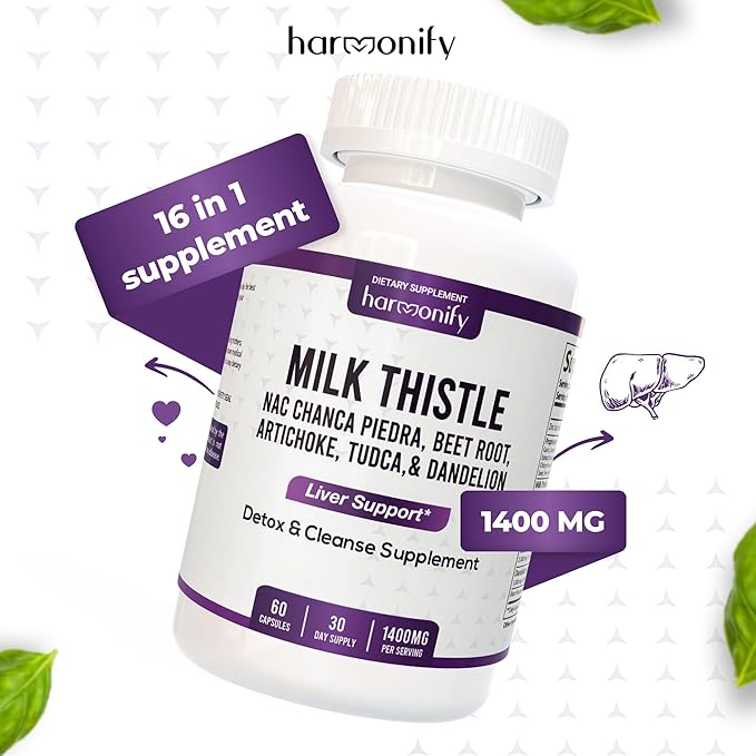 Milk Thistle Berberine Turmeric with Chanca Piedra, Detox & Cleanse & Repair Supplement, NAC, Beet Root, Artichoke, Dandelion Root, TUDCA Choline and Ginger, 30 Days Supply