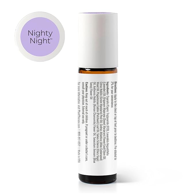 Plant Therapy KidSafe Nighty Night Essential Oil Blend for Sleep 10 mL (1/3 oz) Pre-Diluted Roll-On 100% Pure, Natural Aromatherapy, Therapeutic Grade