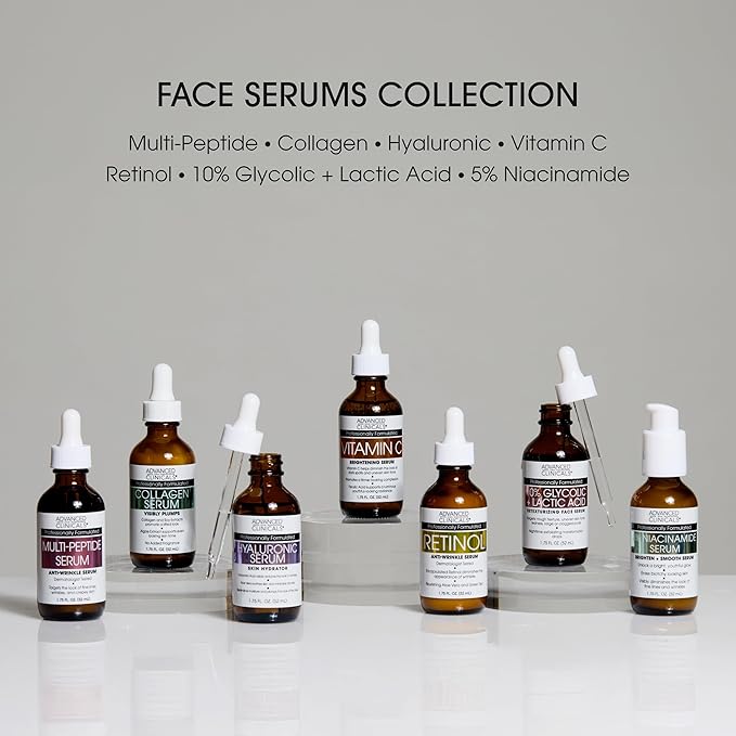 Advanced Clinicals Retinol Serum For Face + Hyaluronic Acid Moisturizer + Vitamin C Serum 3PC Skincare Set For Women & Men | Anti Aging Serums For Brightening, Firming, & Hydrating | 1.75 Fl Oz, 3pc