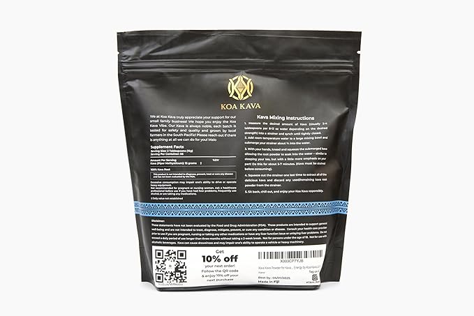 1 Kilogram (2.2 Pounds) Premium Fiji Waka from Koa Kava with a Drawstring Kava Strainer