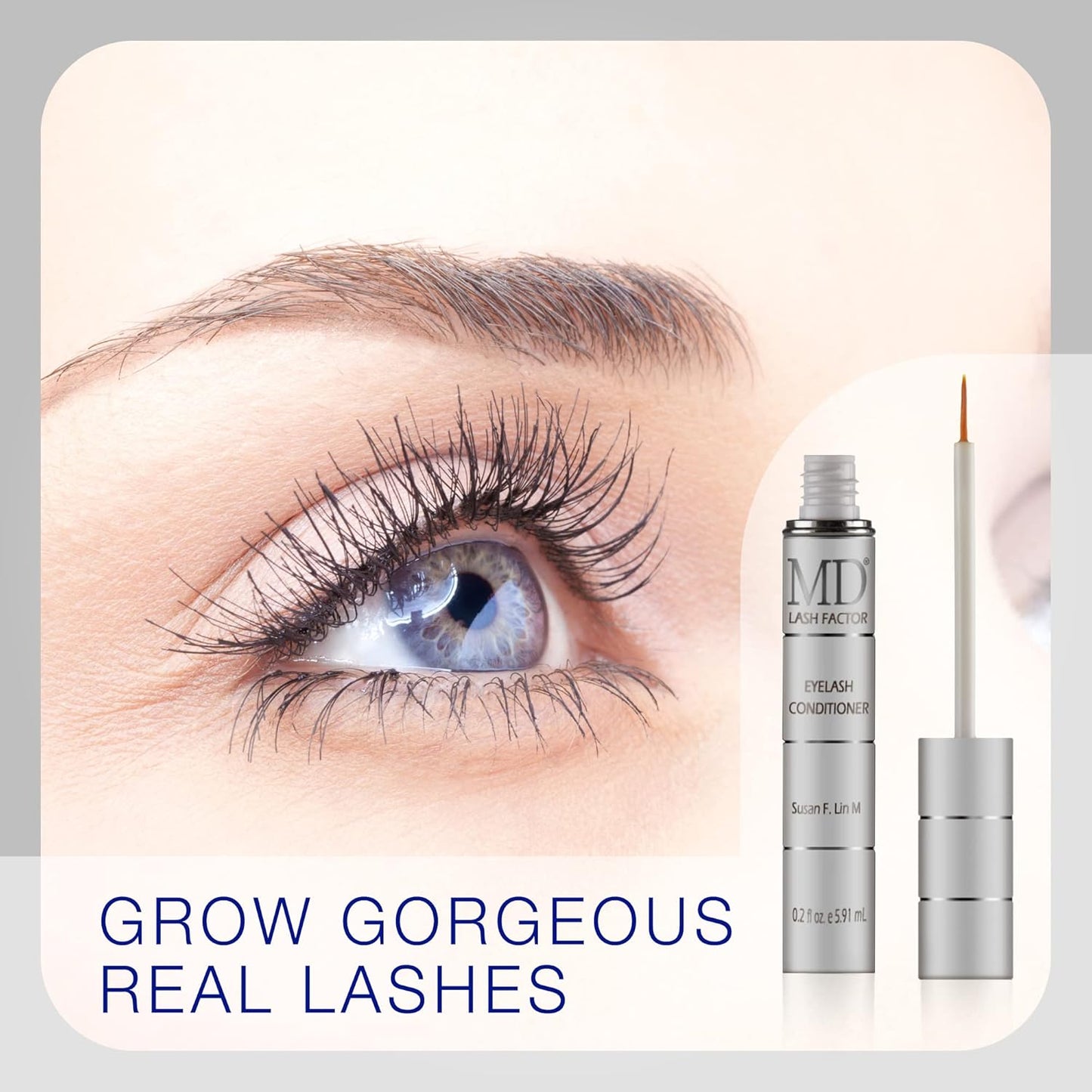 MD Lash Factor Eyelash Conditioner – 0.2 fl oz, 6-Month Supply – Peptide + Biotin Serum for Fuller, Thicker Lashes, Ophthalmologist-Tested