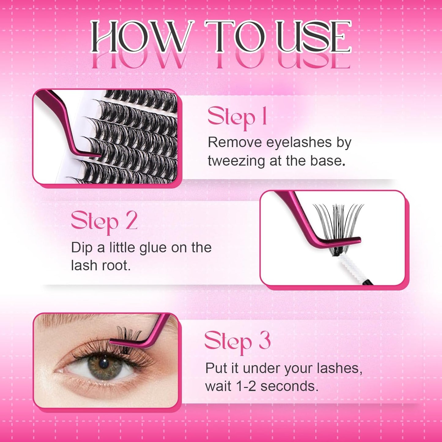 Cluster Lashes D Curl Lash Clusters 240 Pcs Lash Extension Clusters Individual Lashes Soft DIY Eyelash Extensions Mixed Tray Eyelash Clusters Natural Look (50D-0.07D, 12-18mm)