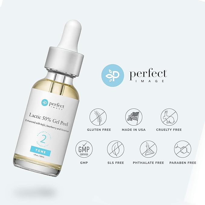 Lactic 50% Gel Peel, Chemical Peels for Face Breakout Scars, Chemical Exfoliant for Face, Strength Level 2, 1.0 fl oz. e, 30 mL – Perfect Image