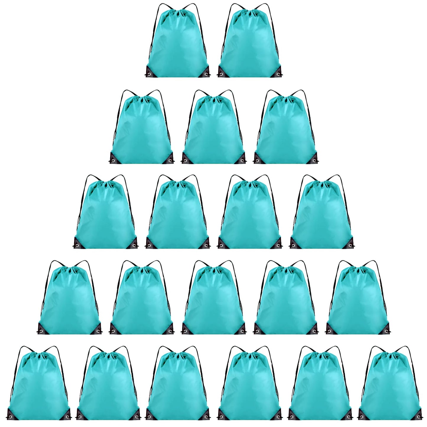 Grneric 20 Pieces Drawstring Backpack Bulk Cinch Sackpack Ployster Drawstring Bags for Gym Party Trip(Aqua)
