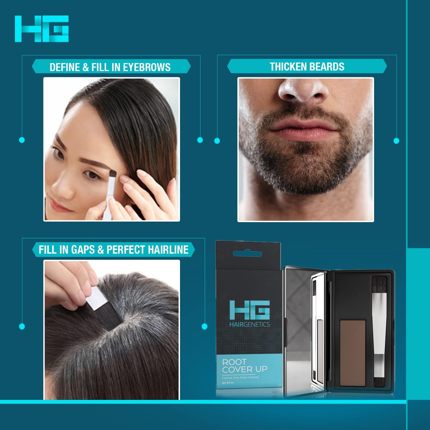 Root Cover Up Hide Your Grey Hairs Roots NEW Mineral Powder Technology Natural looking Results in Seconds Root Touch Up Powder (Dark Brown)
