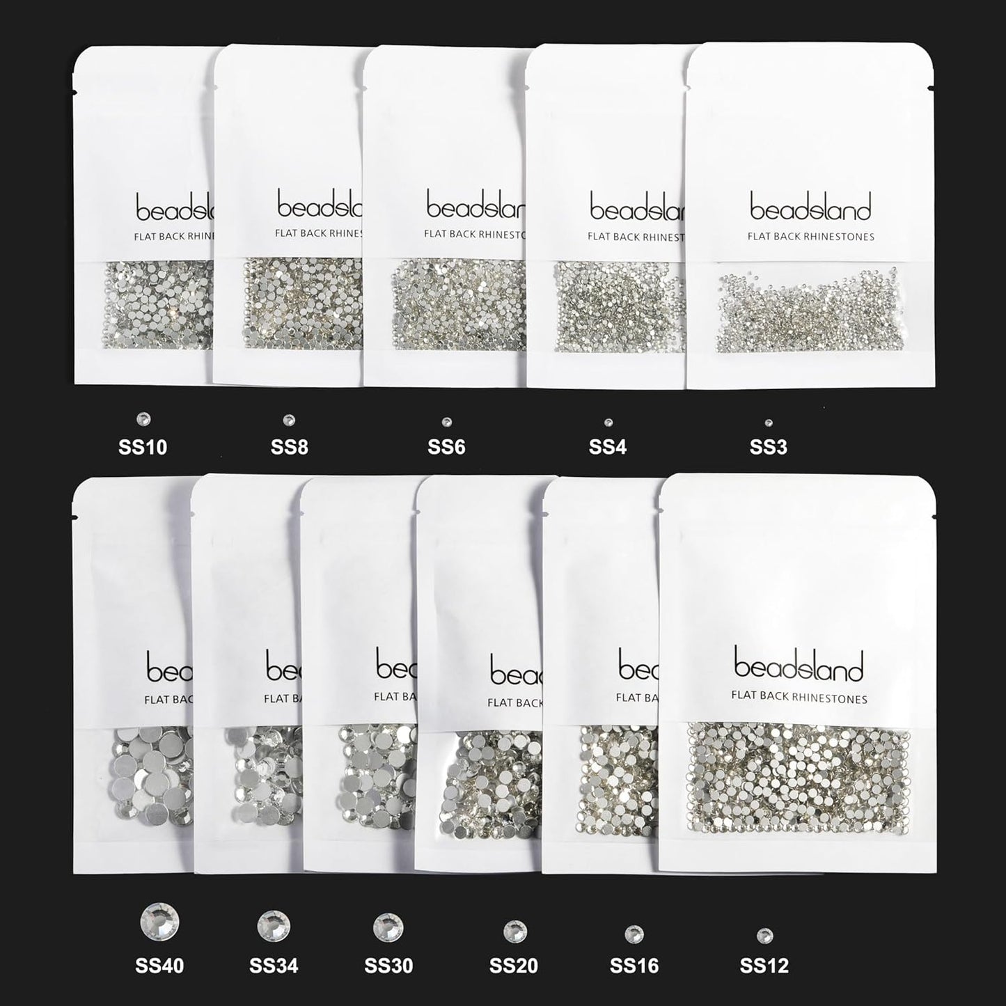 beadsland Flat Back Crystal Rhinestones Round Gems for Nail Art and Craft Glue Fix, Blue Zircon (2.9-3.0mm) SS12/1440pcs