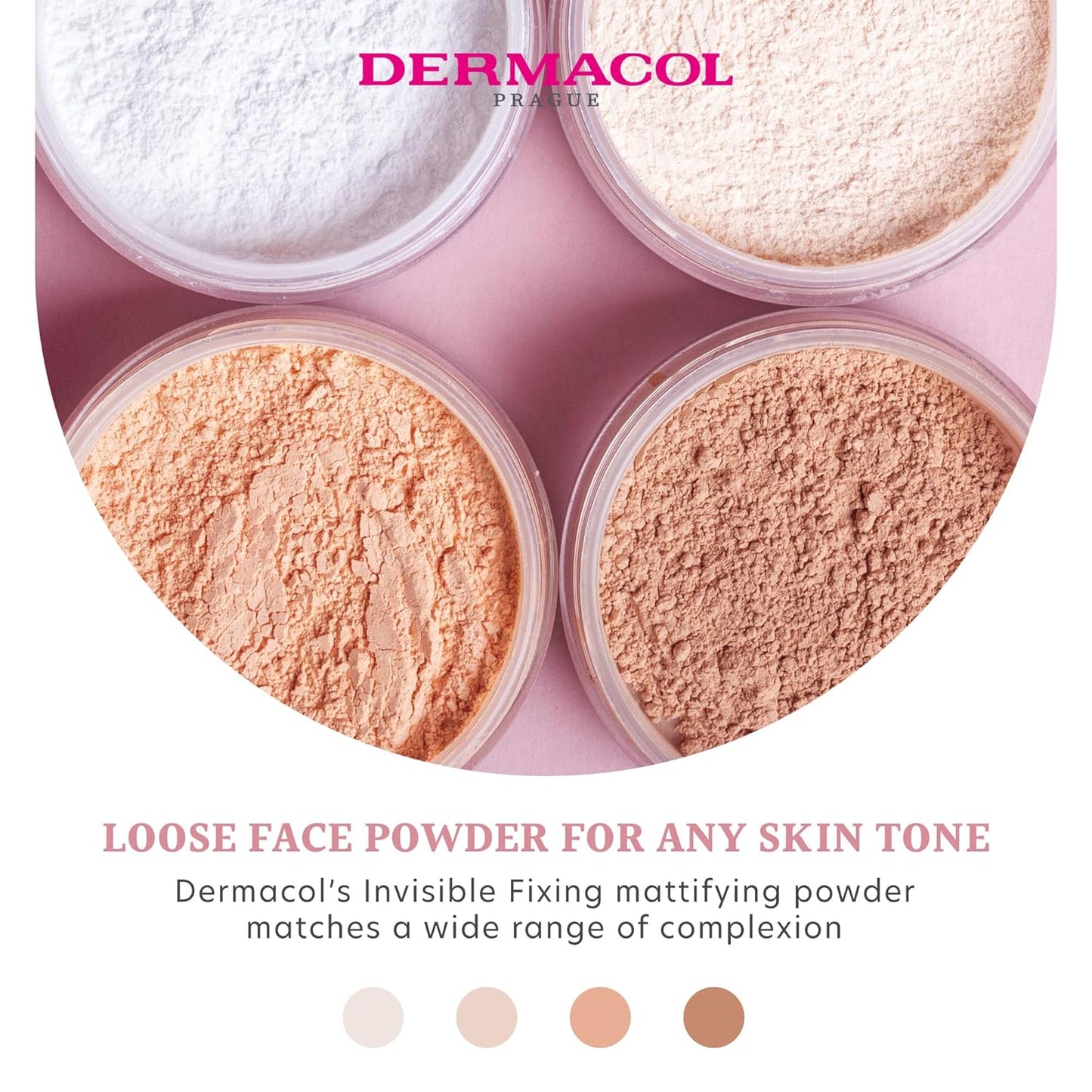 Dermacol - Invisible Fixing Face Powder, Touch-proof Translucent Setting Powder for Oily Skin & Other Skin Types, Loose Powder Makeup, Frangrance-Free Matte Powder with Powder Puff, White, 13.5 g