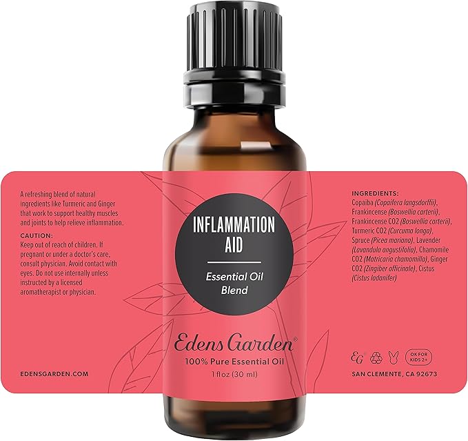 Edens Garden Inflammation Aid Essential Oil Blend- 100% Pure Premium Grade, Undiluted, Natural, Therapeutic, Aromatherapy, The Best for Skin, Face, Humidifiers 30 ml (1 fl oz)