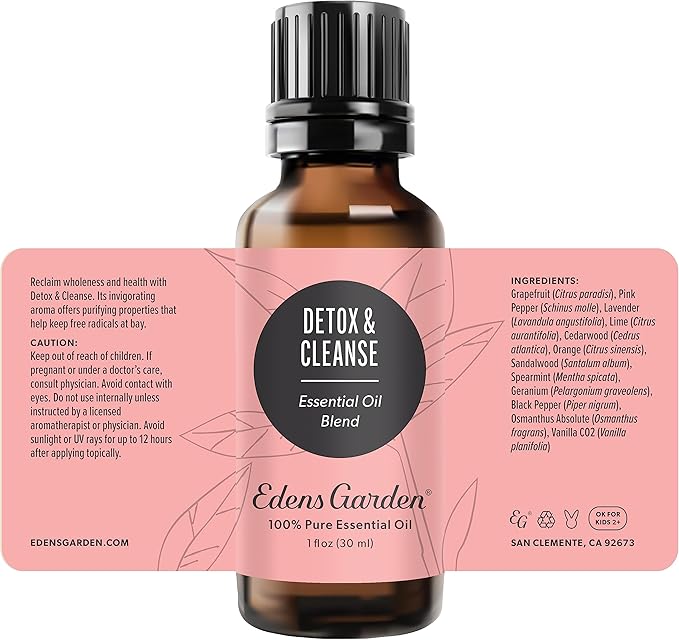Edens Garden Detox & Cleanse Essential Oil Blend- 100% Pure Premium Grade, Undiluted, Natural, Therapeutic, Aromatherapy, The Best for Skin, Humidifiers, Kid Safe 30 ml (1 fl oz)