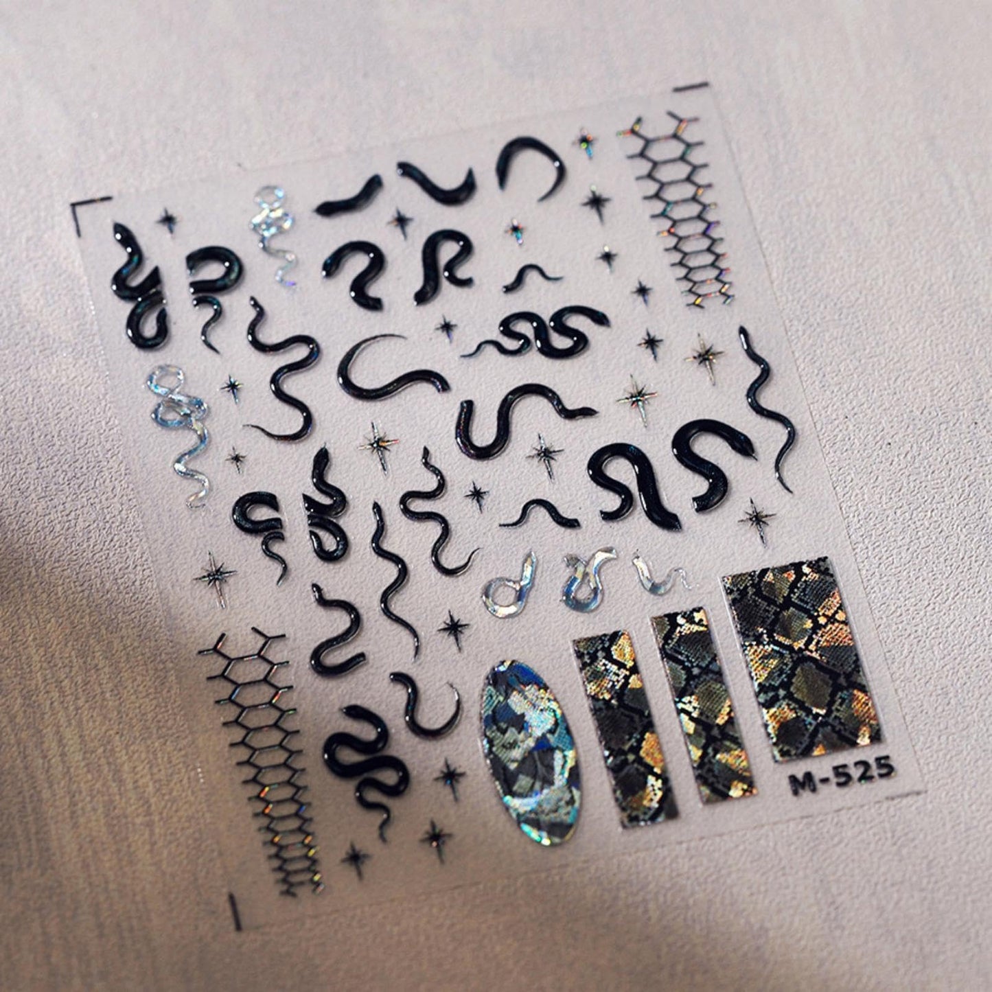 Snake Nail Stickers 5D Embossed Halloween Nail Art Stickers Black Snake Nail Decals Self-Adhesive Silver Nail Art Stickers for Women Girls Acrylic Nails Manicure Supplies
