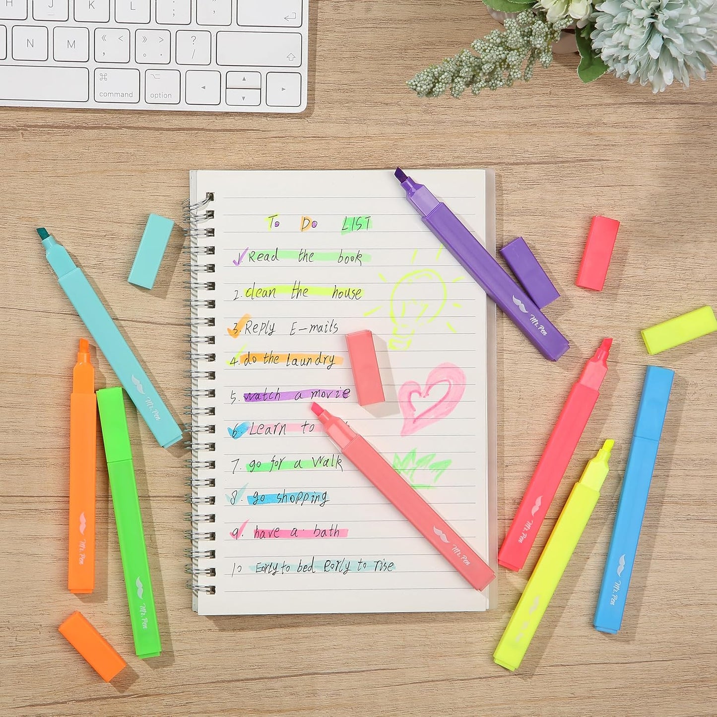 Mr. Pen- Aesthetic Highlighters, 8 pcs, Chisel Tip, Vibrant Colors, Cute Highlighters Assorted Colors, Back to School Supplies