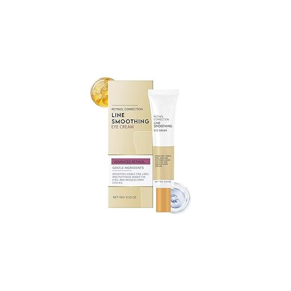 Retinol Eye Cream for Dark Circles and Puffiness, Anti-Aging Under with Hyaluronic Acid, Reduces Bags Fine Lines, Rapid Wrinkle Repair 0.53 OZ