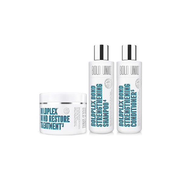 BOLD UNIQ Boldplex Bond Repair Hair Protein Treatment Bundle. Regime for Dry Damaged Hair. Hydrating & Conditioning Curly, Colored, Frizzy, Broken Bleached Paraben Sulfate Free.