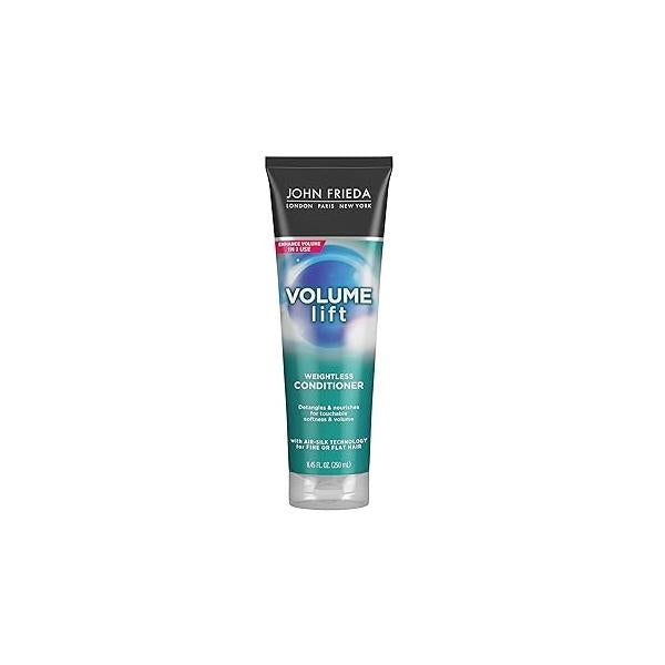 John Frieda Volume Lift Weightless Conditioner, Lightweight Volumizing Conditioner with Air-Silk Technology for Fine or Flat Hair, Adds Natural Fullness, Safe Color-Treated 8.45 Oz