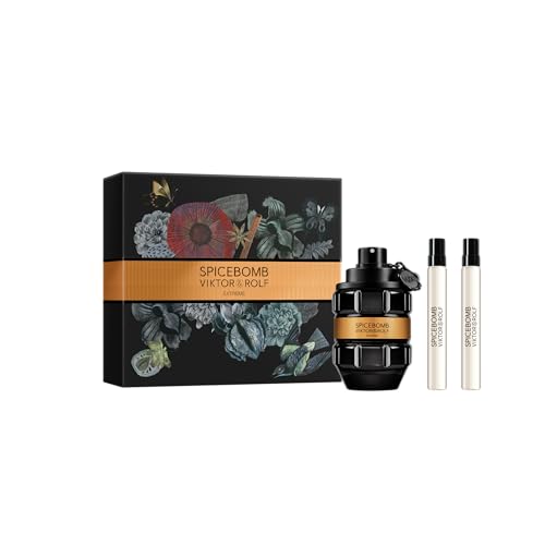 Viktor&Rolf - Spicebomb Extreme Men’s Cologne Gift Set - Woody & Spicy - Cologne for Men - With Notes of Tobacco & Vanilla - 3 Fl Oz & 2, 0.3 Fl Oz Travel Size Fragrances