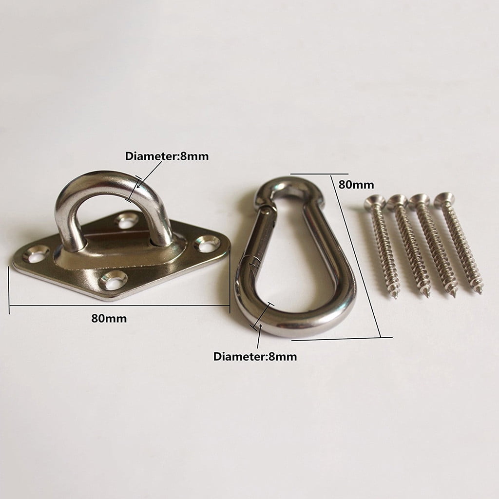 Xiying Stainless Steel Hammock Hanging Kit 2 Rhombus Pads & 2 Spring Snap Hooks Includes 8 Screws For Bracket Durable 304 Stainless Steel Pack Of 1 ,Multicolor 10X10X5Cm