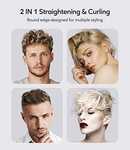 Terviiix 1/2 Inch Flat Iron for Short Hair, Small Hair Straightener and Curler 2-in-1 for Pixie Cuts & Touch-Ups, Rounded Edge Mini Flat Iron for Men and Women, Dual Voltage Travel-Friendly