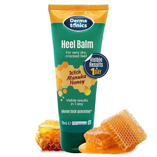 Manuka Honey Heel & Elbow Cream - Moisturizing & Exfoliating Care for Dry, Cracked Heels & Feet, Softening Callus Remover, Hydrating Foot Balm for Smooth, Healthy Skin - 2.37 fl oz Tube