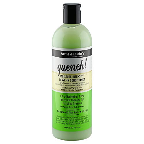 Aunt Jackie's Curls and Coils Quench Moisture Intensive Leave-In Hair Conditioner for Natural Curls, Coils and Waves, Enriched with shea Butter, 16 oz