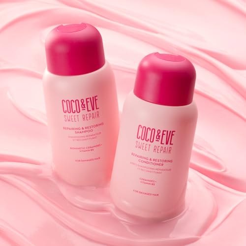 Coco & Eve Repair & Restore Shampoo & Conditioner Bundle. Hydrating & Strengthening Set for Damaged, Color Treated Hair. Deeply Nourish, Reduce Split Ends & Breakage for Healthy Hair. (18.94 Fl Oz)