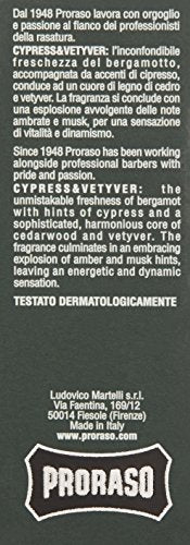 Proraso Eau De Cologne, Cypress and Vetyver, 3.4 Fl Oz