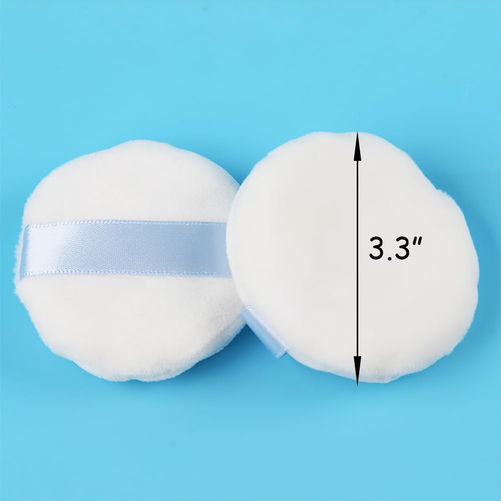 Ultra Soft Powder Puff and Container 3.3" High Density Velvet Dusting Washable Reusable Powder Puff,Body Powder Puff and Glass Jar Holder Loose Powder Box with Puff for Face Makeup(Black)