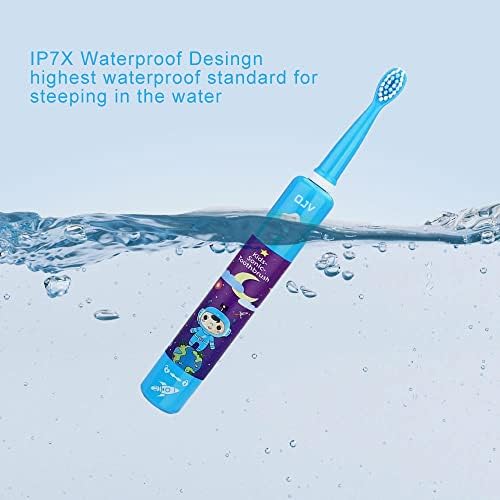 OJV 8620 Musical Electric Toothbrushes for Kids Children, 3 Modes 2 Min Timer, 6 Bristles Rechargeable Power Smart Sonic Music Play Song Toothbrush for Girls Age 3-14 with Wall Mounted Holder (Blue)