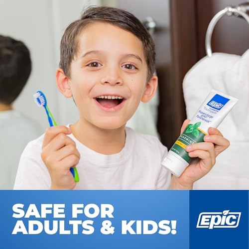 Epic Xylitol Toothpaste - Made with Xylitol for Clean Teeth & Gum Health - Fluoride Free Toothpaste Adult - SLS Free, Spearmint Flavored, 4.9oz Tube (Pack of 2)