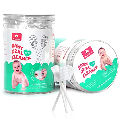 Dearlomum Baby Tongue Cleaner, Newborn Toothbrush, 96PCS Disposable Infant Toothbrushes, Gauze Gum Cleaner Toothbrush Baby Oral Cleaning Stick Dental Care for 0-36 Months