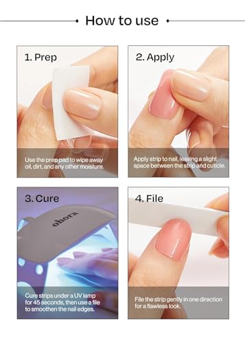 ohora Semi Cured Gel Nail Strips (N Pink Wonderland) - Pink, Solid, Works with Any UV/LED Lamps, Salon-Quality, Long Lasting, Easy to Apply & Remove - Includes 2 Prep Pads, Nail File & Wooden Stick