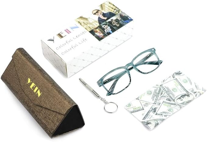 YEIN Bifocal Reading Glasses with Blue Light Blocking Lenses, Bifocal Reader for Women and Men, Vintage Square frame with Spring Hinge (+0.75/+3.25 magnification)